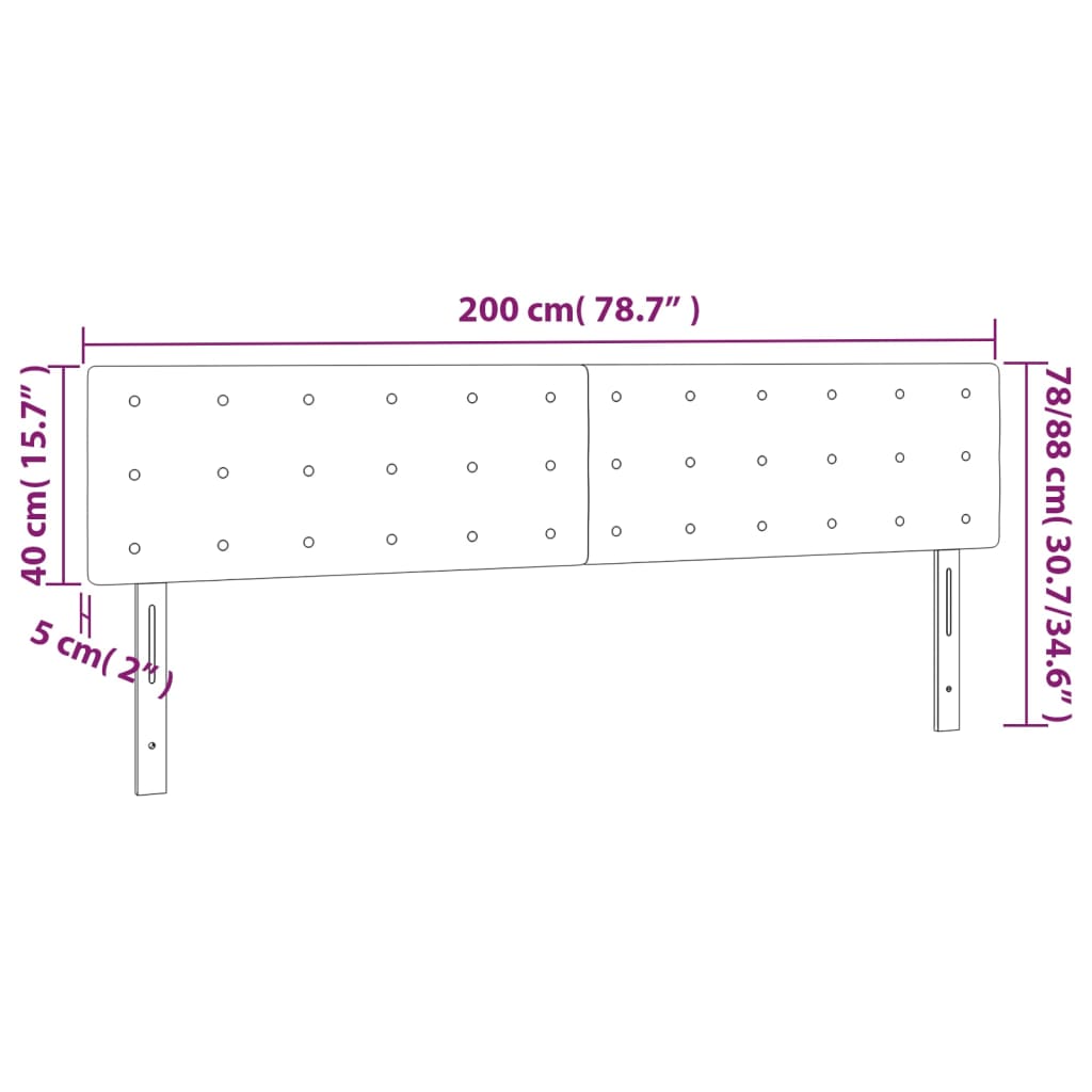 vidaXL Galvūgalis su LED, taupe spalvos, 200x5x78/88cm, audinys