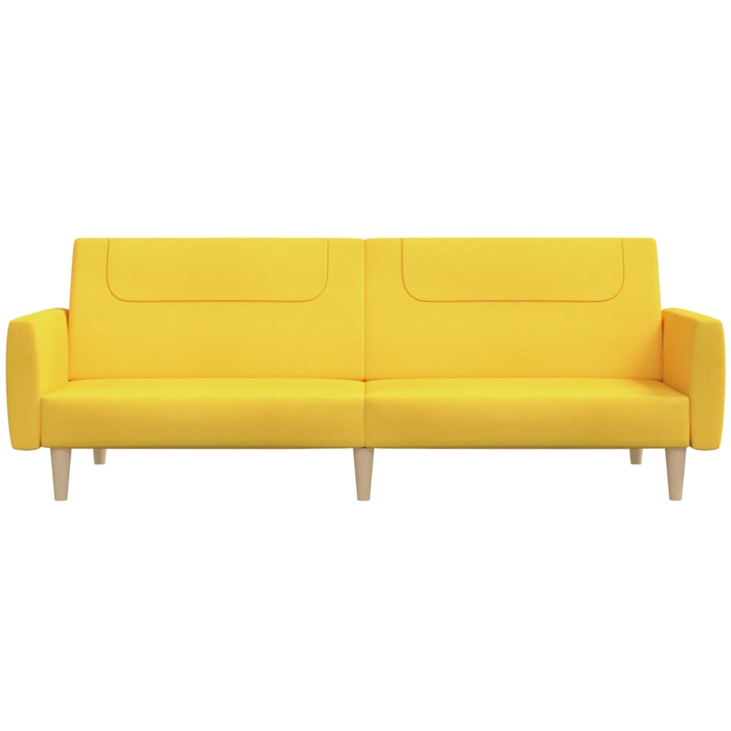 vidaXL Dvivietė sofa-lova, geltonos spalvos, audinys