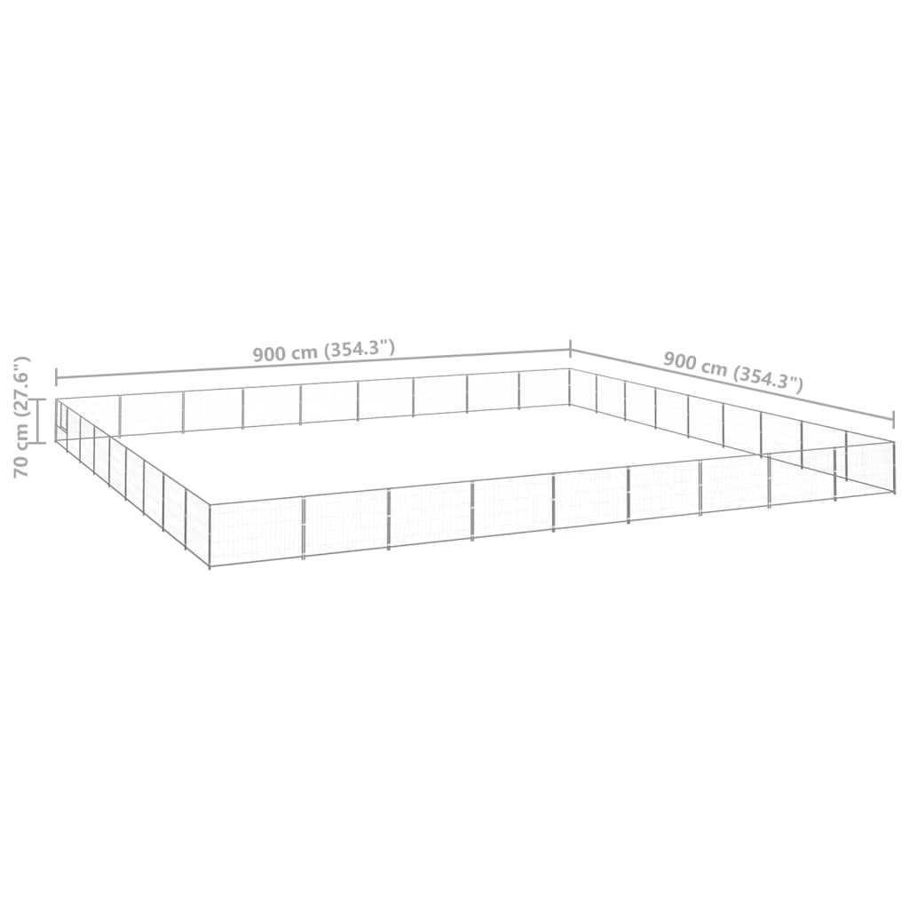 vidaXL Voljeras šunims, sidabrinės spalvos, 81m², plienas