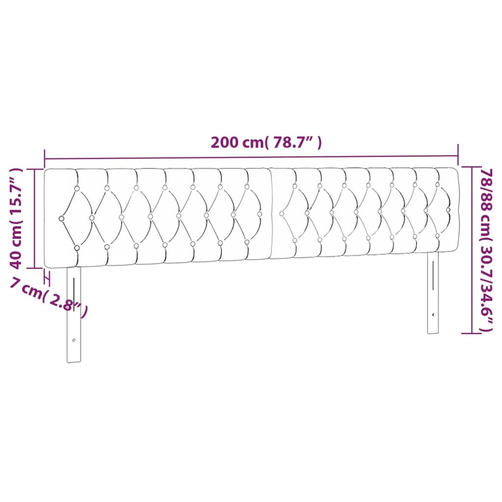 vidaXL Galvūgalis su LED, šviesiai pilkas, 200x7x78/88cm, audinys