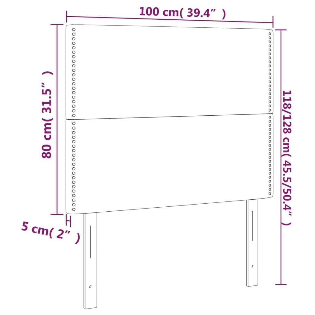 vidaXL Galvūgalis su LED, pilkas, 100x5x118/128cm, dirbtinė oda