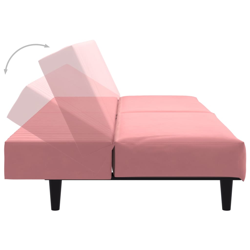 vidaXL Dvivietė sofa-lova, rožinės spalvos, aksomas