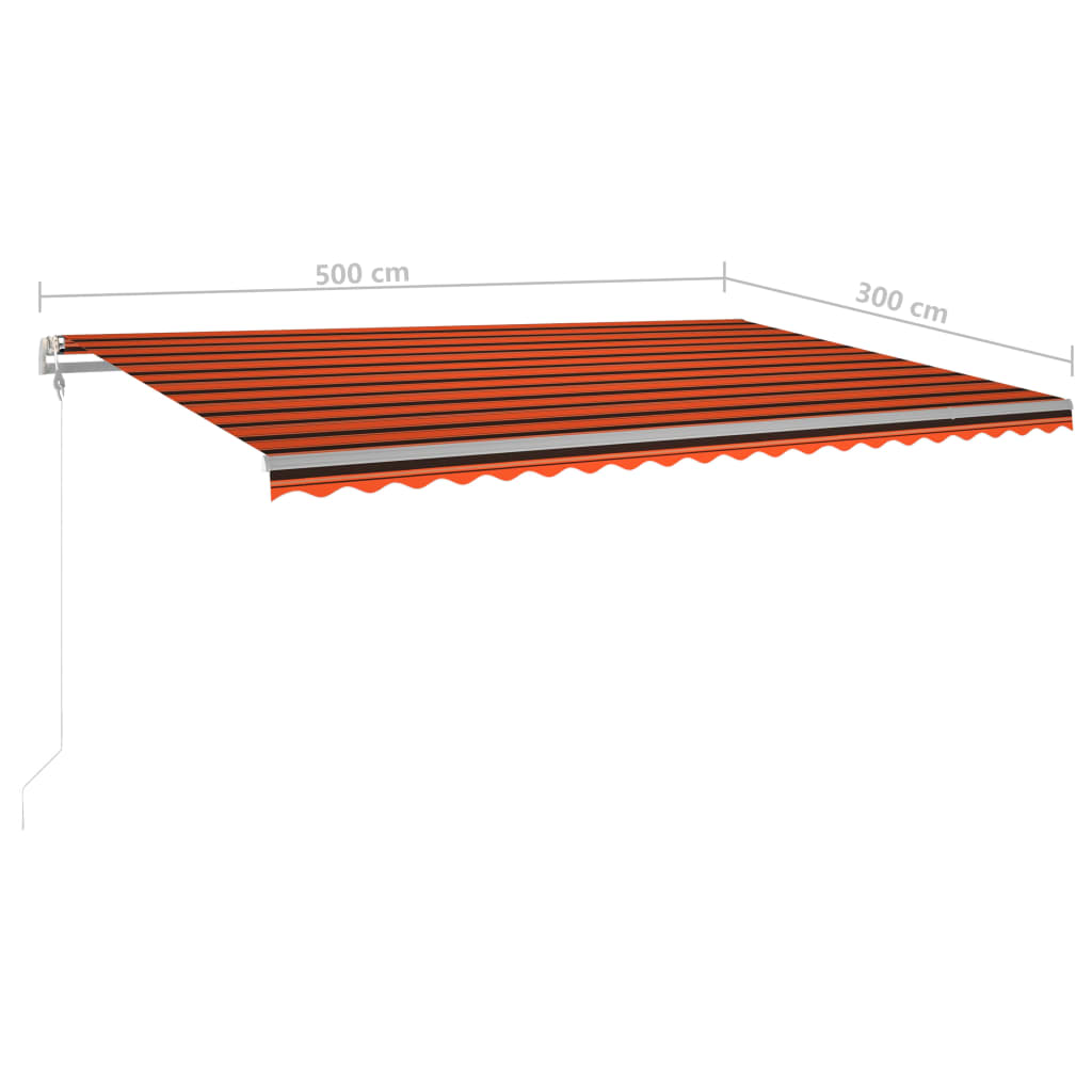 vidaXL Rankiniu būdu ištraukiama markizė, oranžinė ir ruda, 5x3m