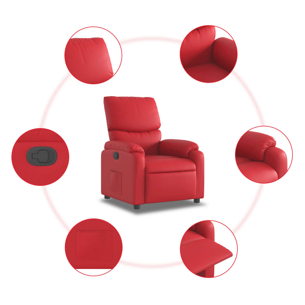 vidaXL Atlošiamas krėslas, raudonos spalvos, dirbtinė oda
