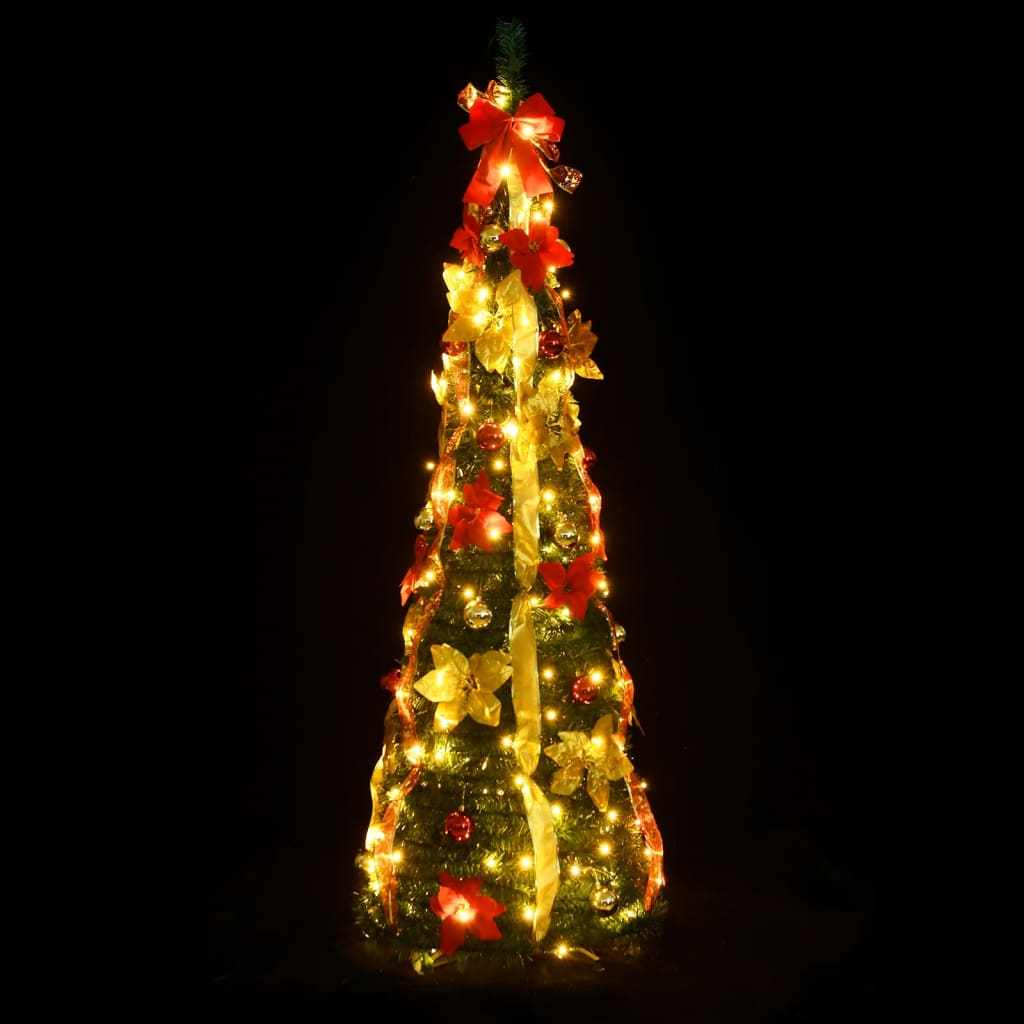 vidaXL Išskleidžiama dirbtinė Kalėdų eglutė, žalia, 180cm, 150 LED