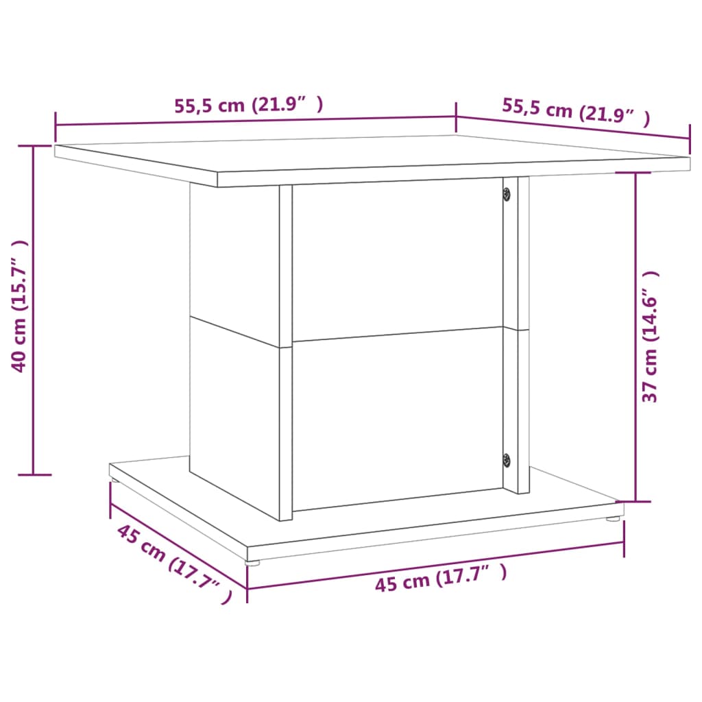 vidaXL Kavos staliukas, baltas, 55,5x55,5x40cm, apdirbta mediena