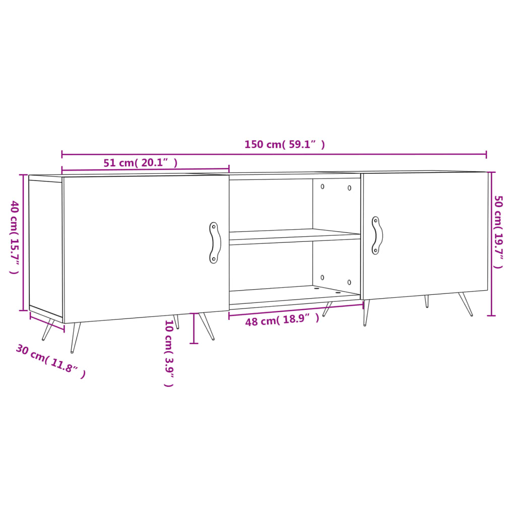 vidaXL Televizoriaus spintelė, betono pilka, 150x30x50cm, mediena