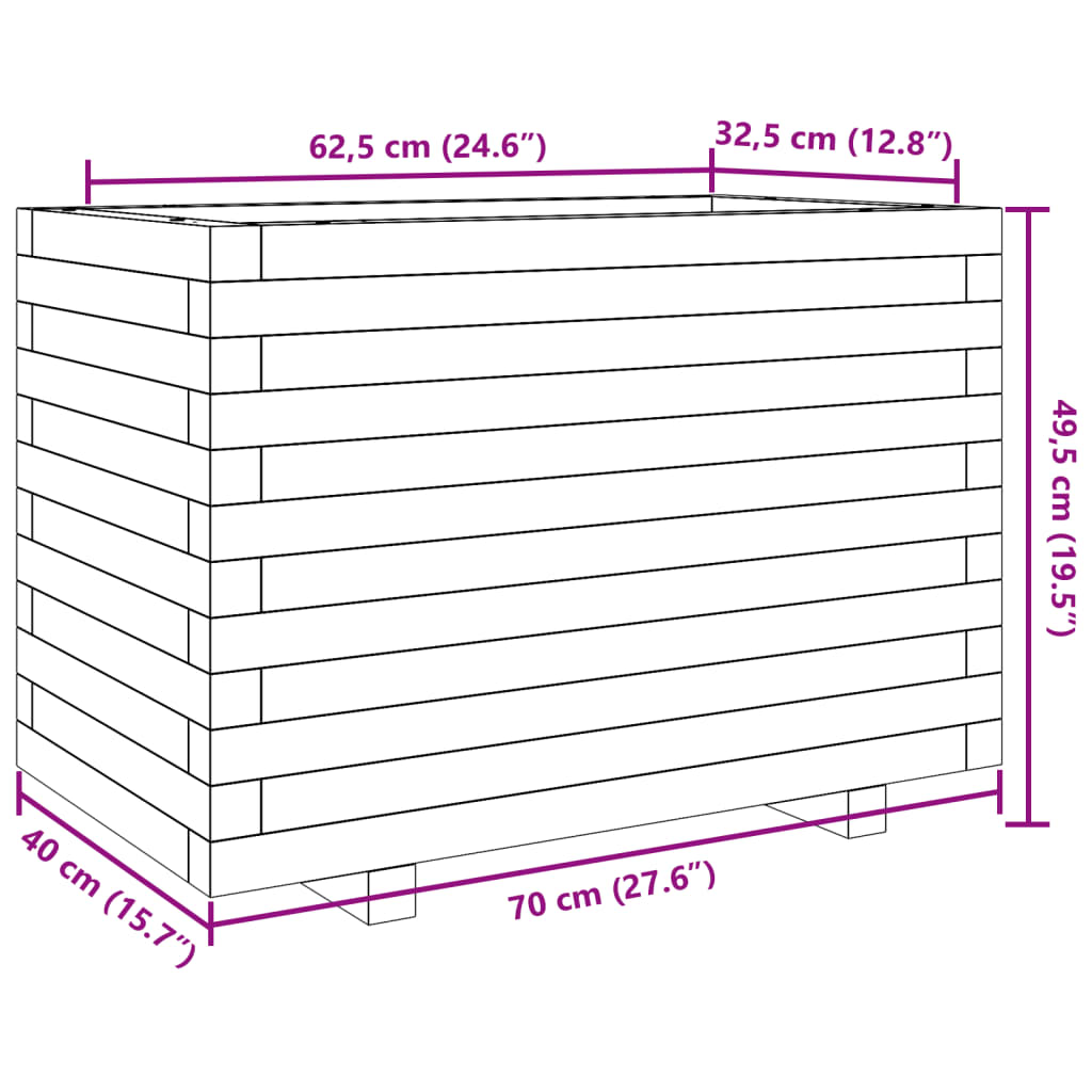 vidaXL Sodo lovelis, 70x40x49,5cm, impregnuota pušies mediena