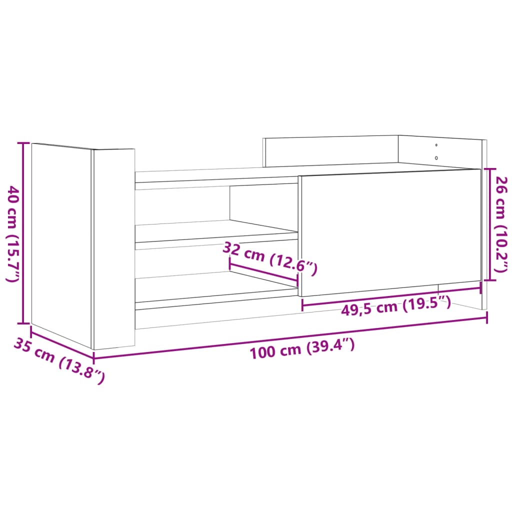 vidaXL Televizoriaus spintelė, betono pilka, 100x35x40cm, mediena