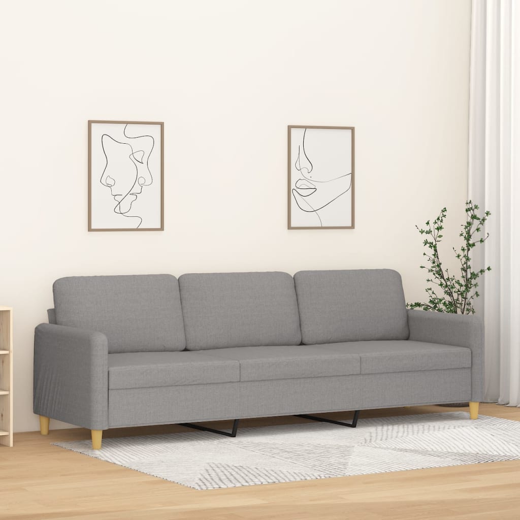 vidaXL Trivietė sofa, šviesiai pilkos spalvos, 210cm, audinys