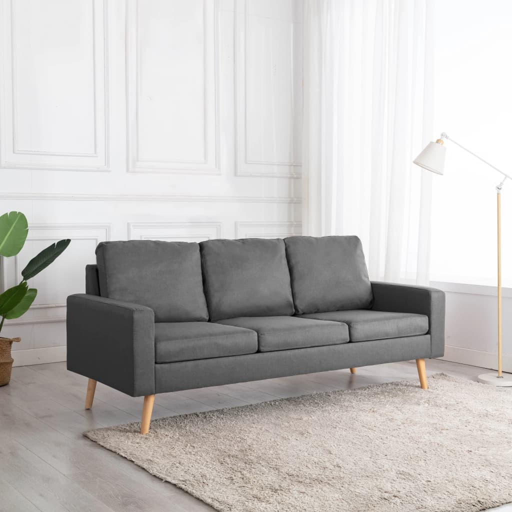 vidaXL Trivietė sofa, šviesiai pilkos spalvos, audinys