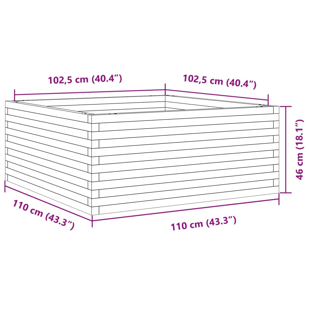 vidaXL Sodo lovelis, 110x110x46cm, impregnuota pušies mediena