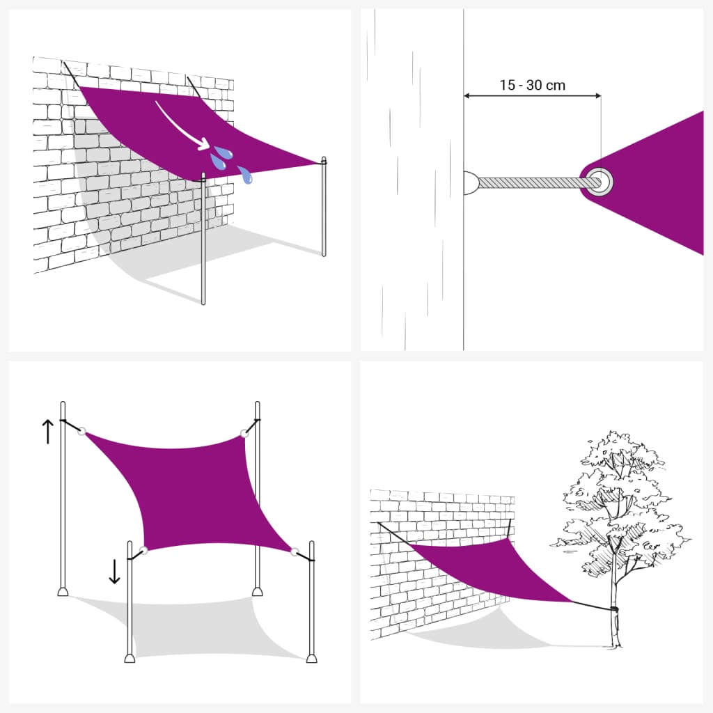 vidaXL Burė nuo saulės, pilka, 3x4x5m, 100% oksfordo poliesteris