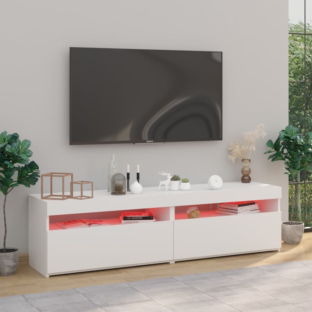 vidaXL Televizoriaus spintelės su LED, 2vnt., baltos, 75x35x40cm