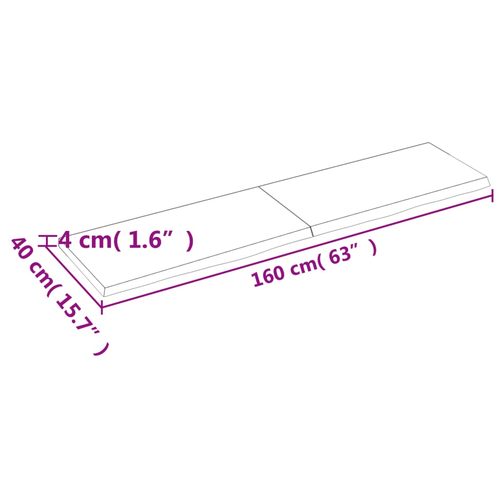 vidaXL Vonios kambario stalviršis, 160x40x(2-4) cm, medienos masyvas