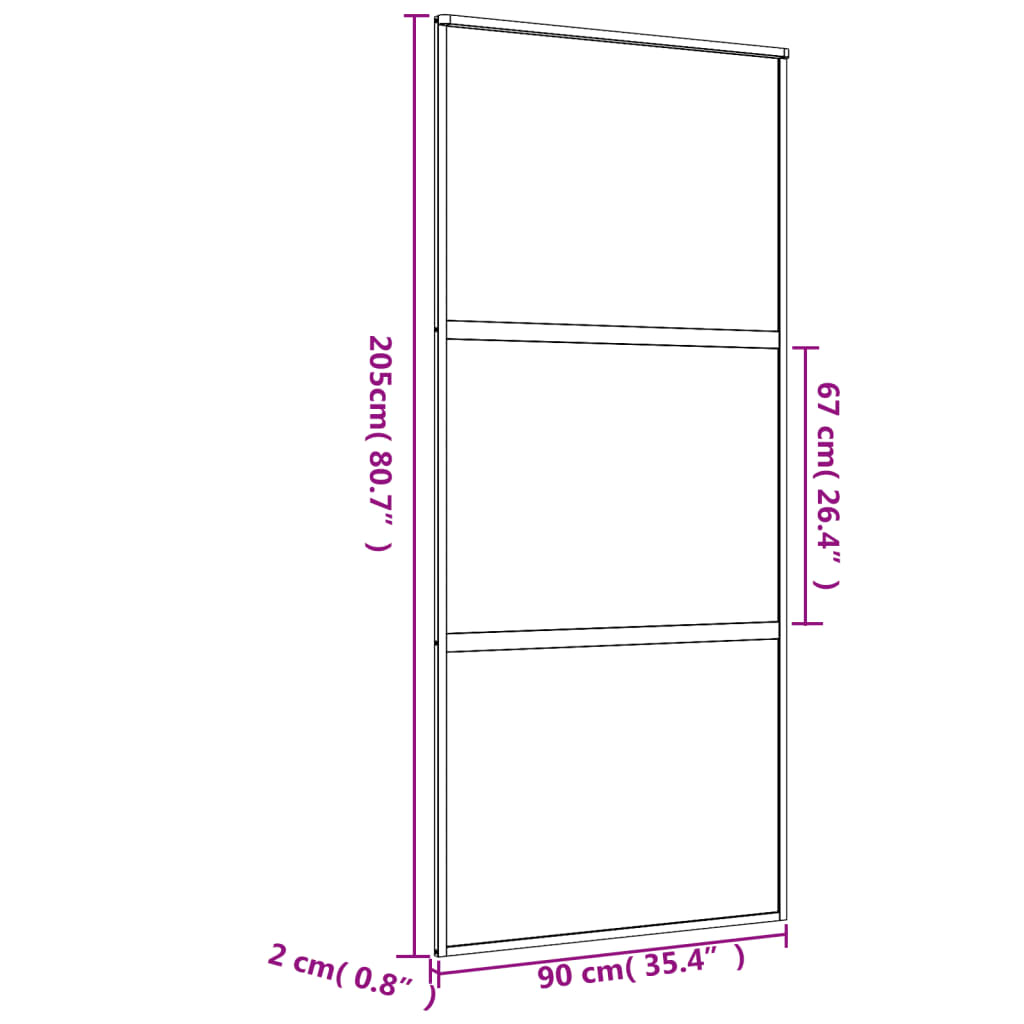 vidaXL Stumdomos durys, auksinės, 90x205cm, ESG stiklas ir aliuminis