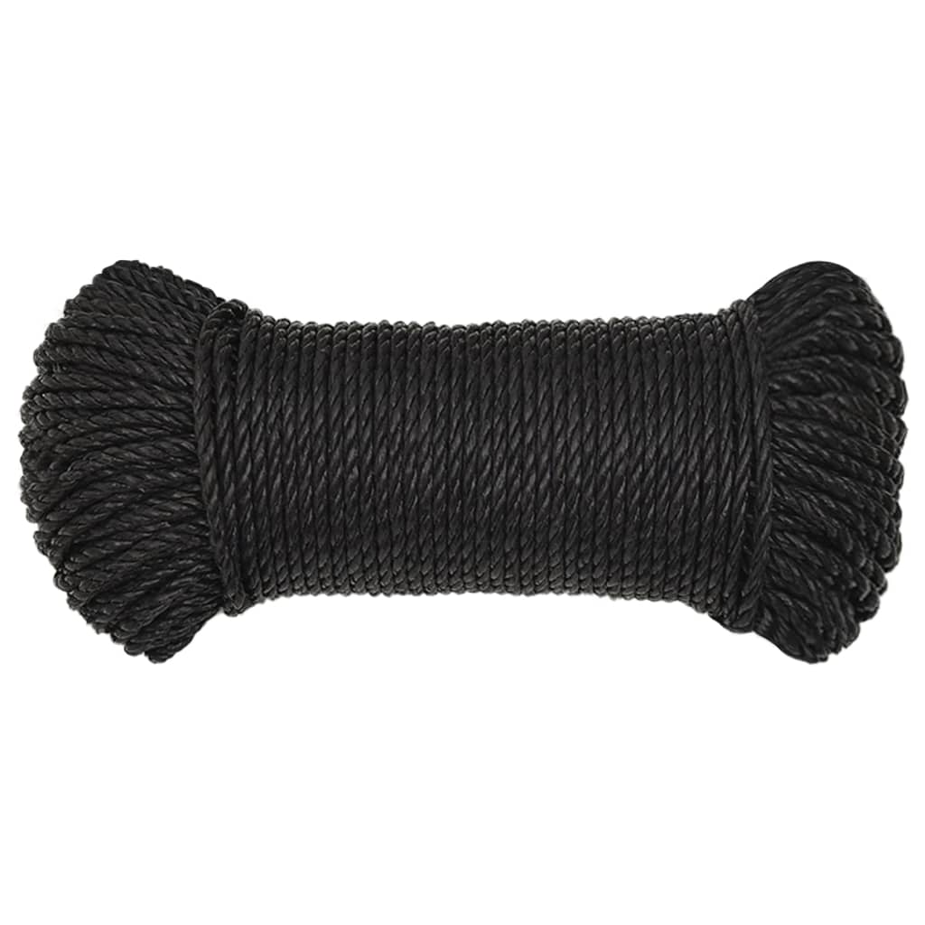vidaXL Darbo virvė, juodos spalvos, 8mm, 100m, polipropilenas