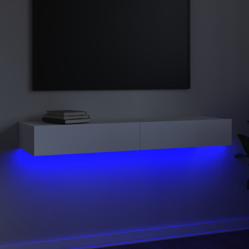 vidaXL Televizoriaus spintelė su LED apšvietimu, balta, 120x35x15,5cm