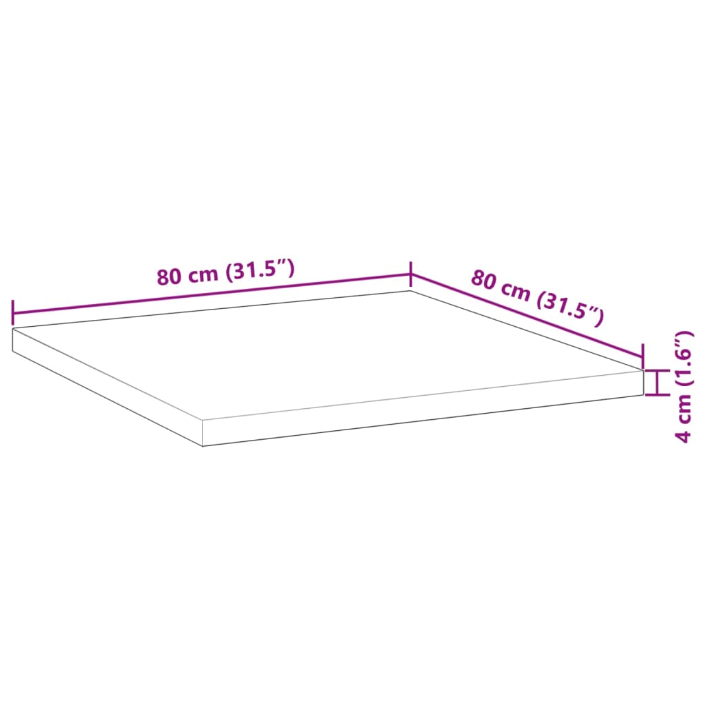 vidaXL Stalviršis, 80x80x4cm, akacijos medienos masyvas, kvadratinis