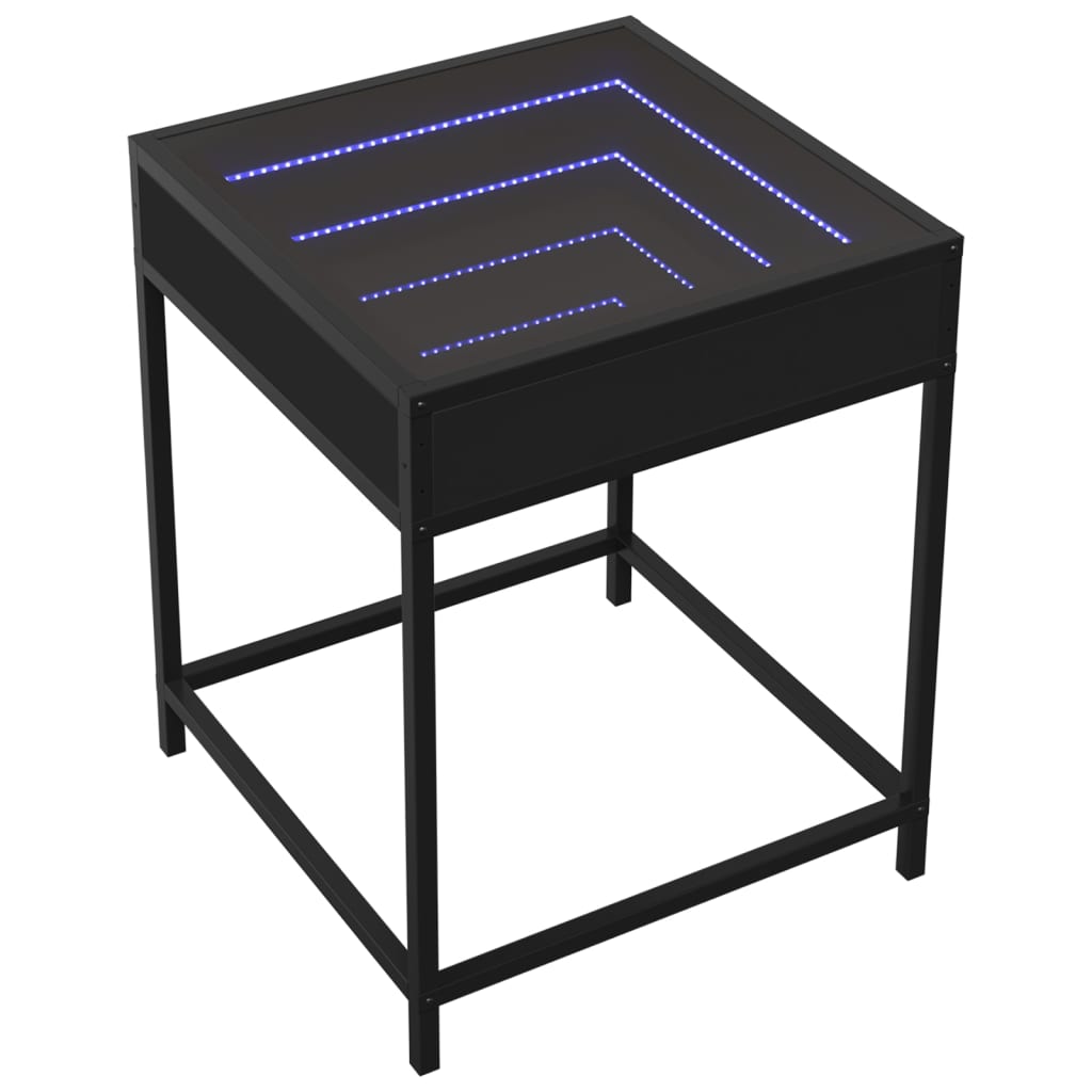 vidaXL Kavos staliukas su Infinity LED lemputėmis, juodas, 40x40x51cm