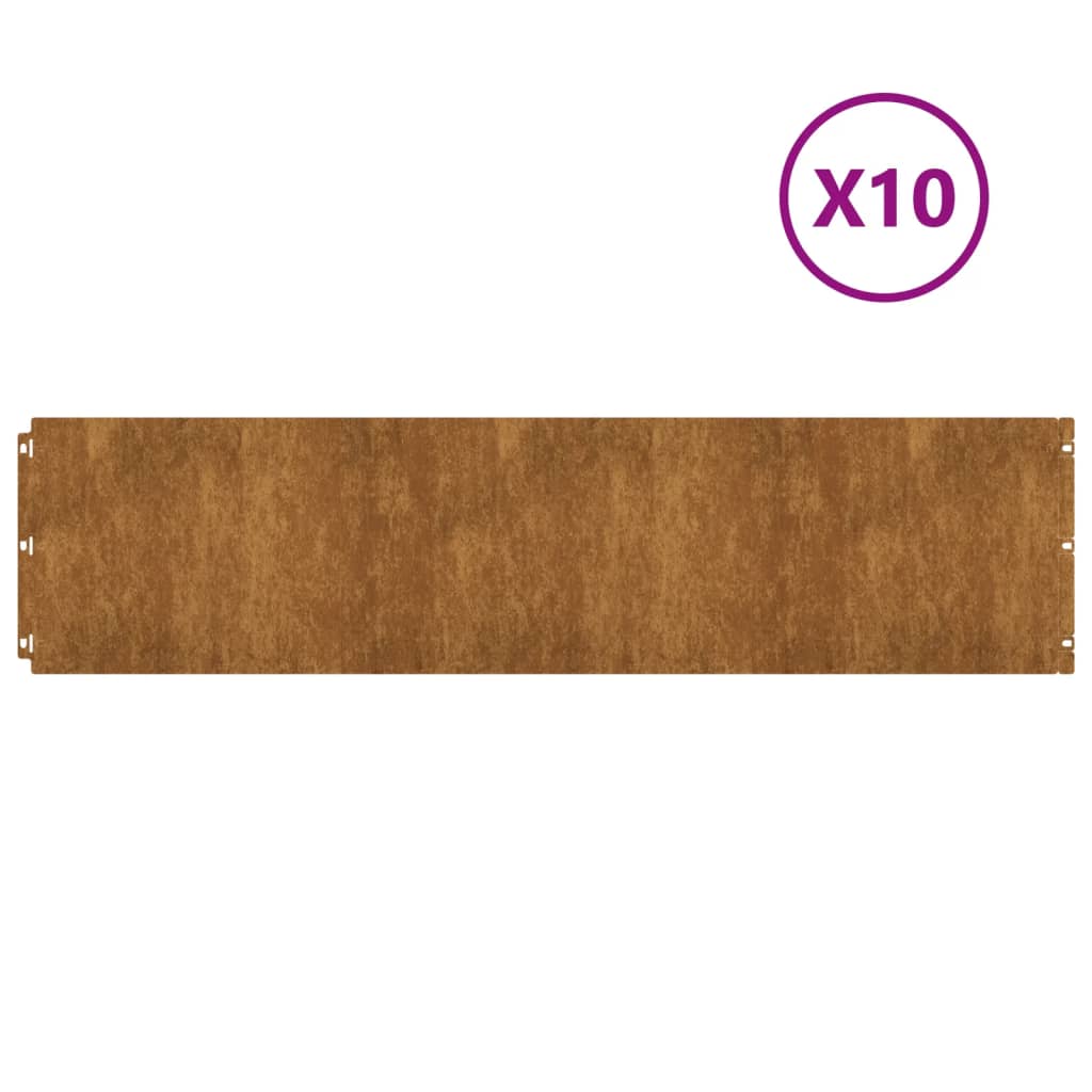 vidaXL Vejos apvadai, 10vnt., 25x103cm, lankstus Corten plienas