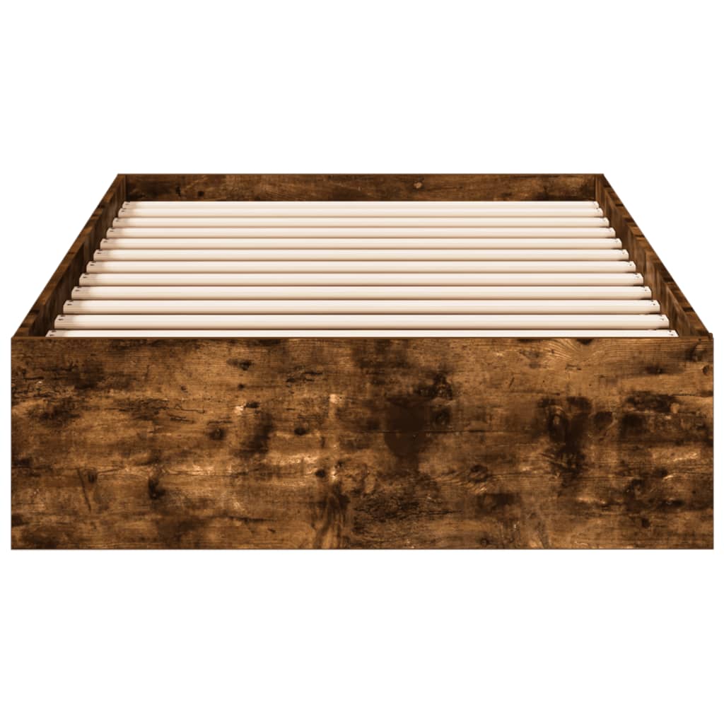 vidaXL Lovos rėmas su stalčiais, dūminio ąžuolo, 90x200cm, mediena