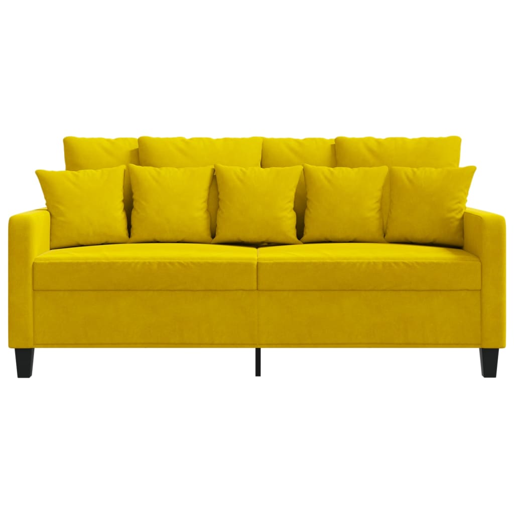 vidaXL Dvivietė sofa, geltonos spalvos, 140cm, aksomas