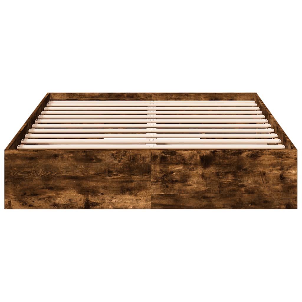 vidaXL Lovos rėmas su stalčiais, dūminio ąžuolo, 135x190cm, mediena