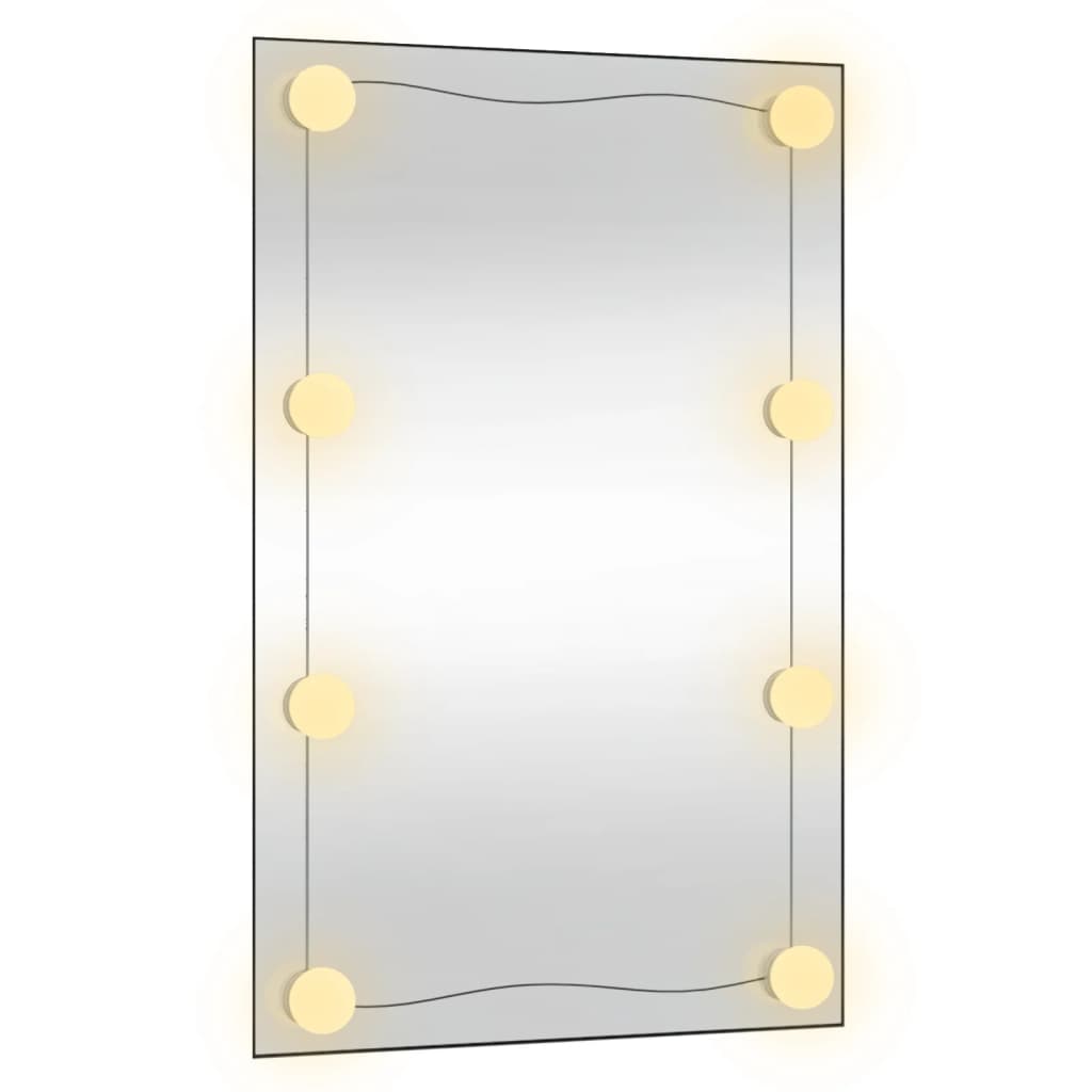 vidaXL Sieninis veidrodis su LED lemputėmis, 50x80cm, stiklas