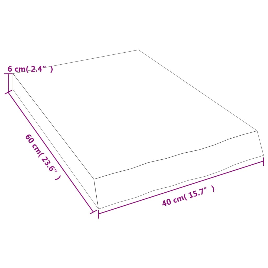 vidaXL Vonios stalviršis, šviesiai rudas, 40x60x(2-6) cm, mediena