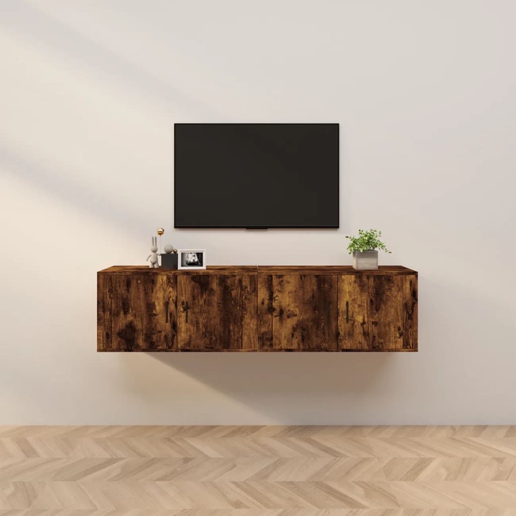 vidaXL Sieninės TV spintelės, 2vnt., dūminio ąžuolo, 80x34,5x40cm