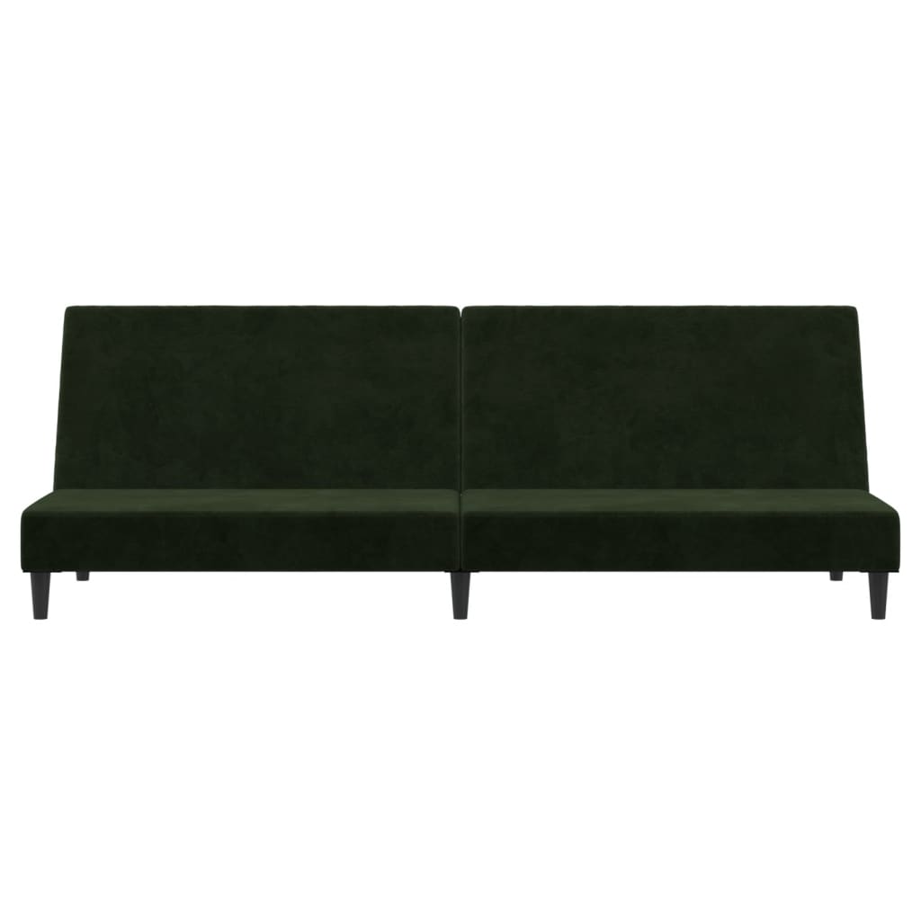 vidaXL Dvivietė sofa-lova, tamsiai žalios spalvos, aksomas