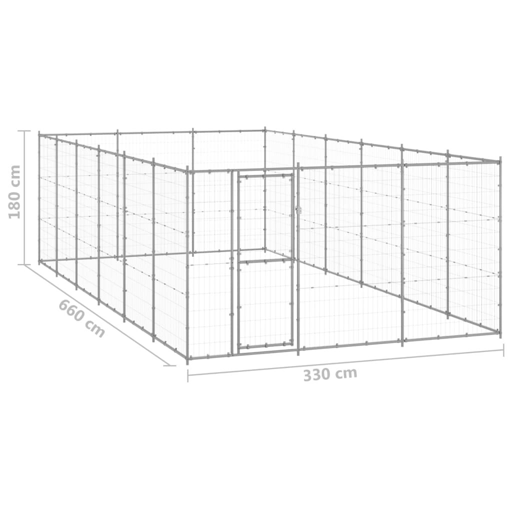 vidaXL Lauko voljeras šunims, galvanizuotas plienas, 21,78m²