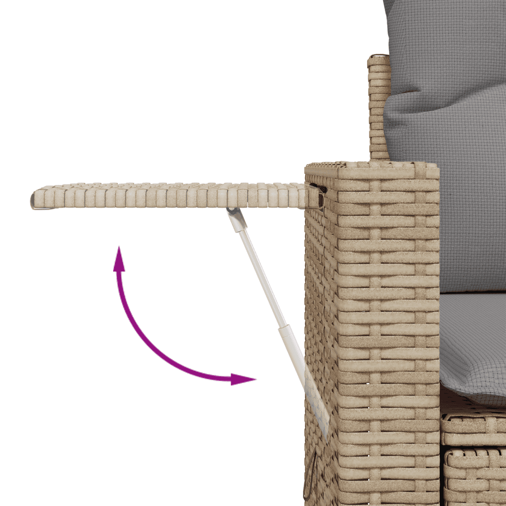 vidaXL Sodo komplektas su pagalvėlėmis, 9 dalių, smėlio, poliratanas