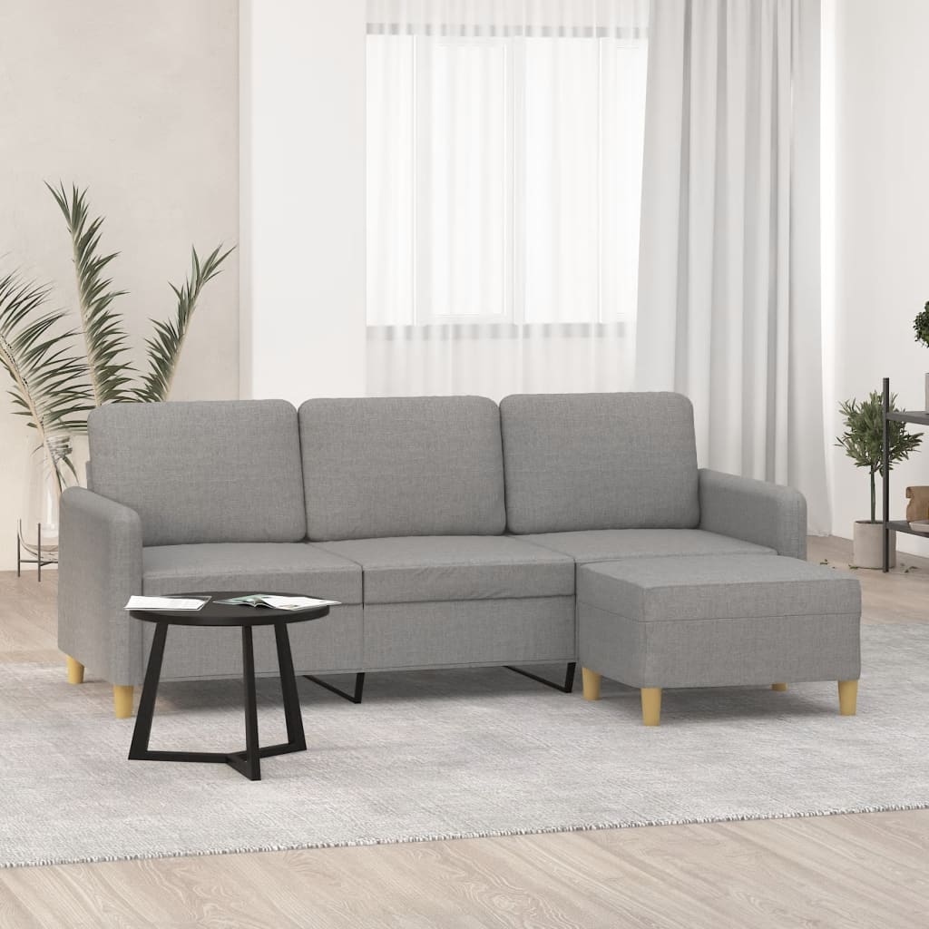 vidaXL Trivietė sofa su pakoja, šviesiai pilka, 180cm, audinys