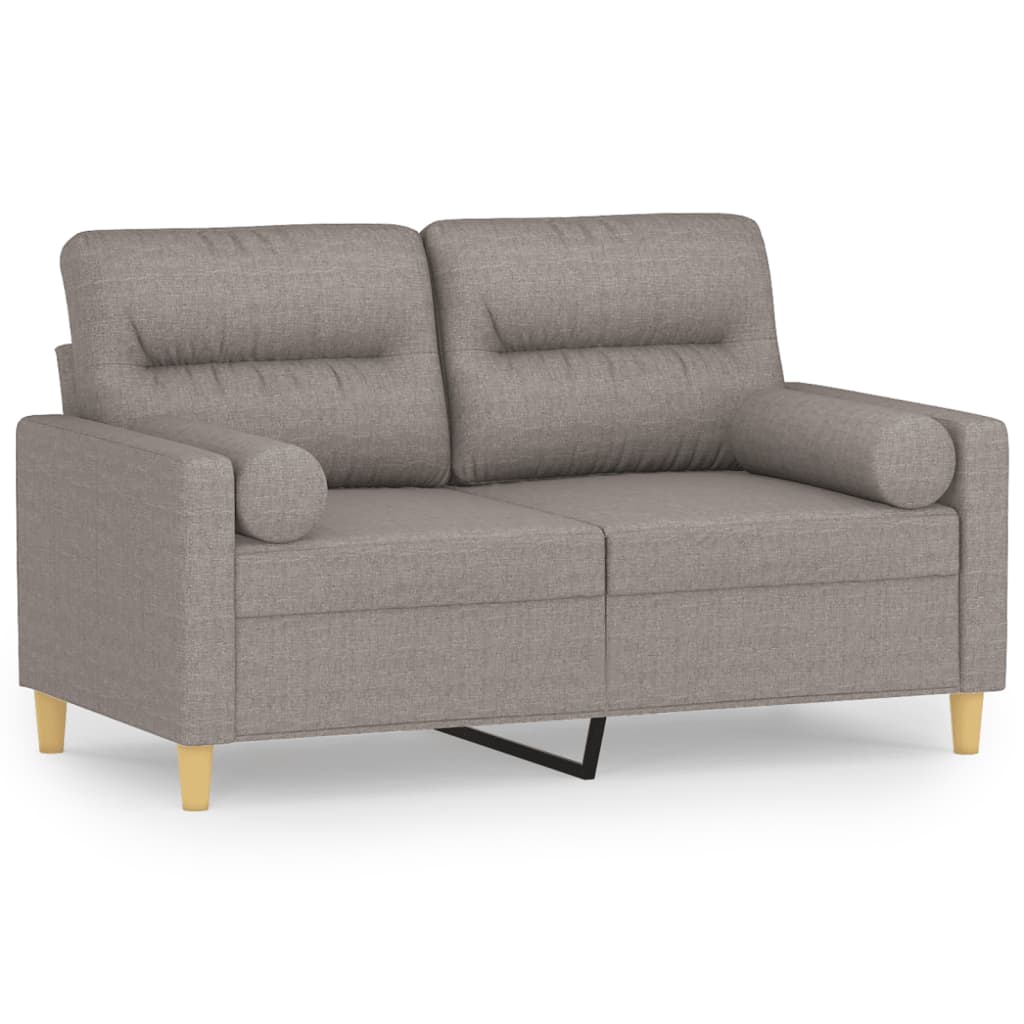 vidaXL Dvivietė sofa su pagalvėlėmis, taupe spalvos, 120cm, audinys