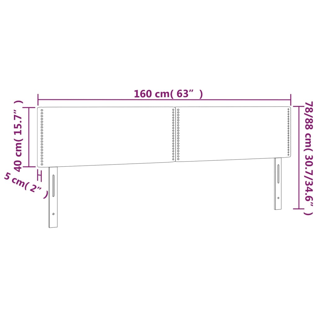 vidaXL Galvūgalis su LED, tamsiai pilkas, 160x5x78/88cm, audinys