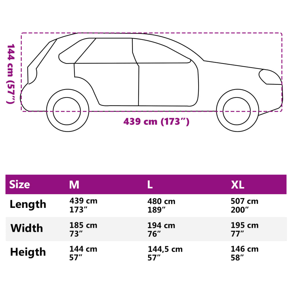 vidaXL Automobilio uždangalas visureigiui, sidabrinis, M dydžio