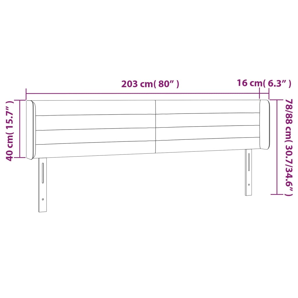 vidaXL Galvūgalis su LED, tamsiai žalias, 203x16x78/88cm, aksomas