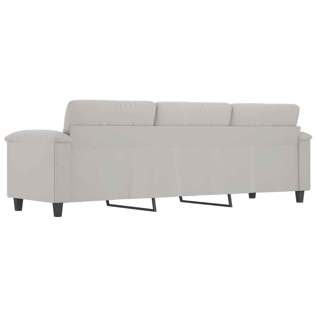 vidaXL Trivietė sofa, šviesiai pilka, 210cm, mikropluošto audinys