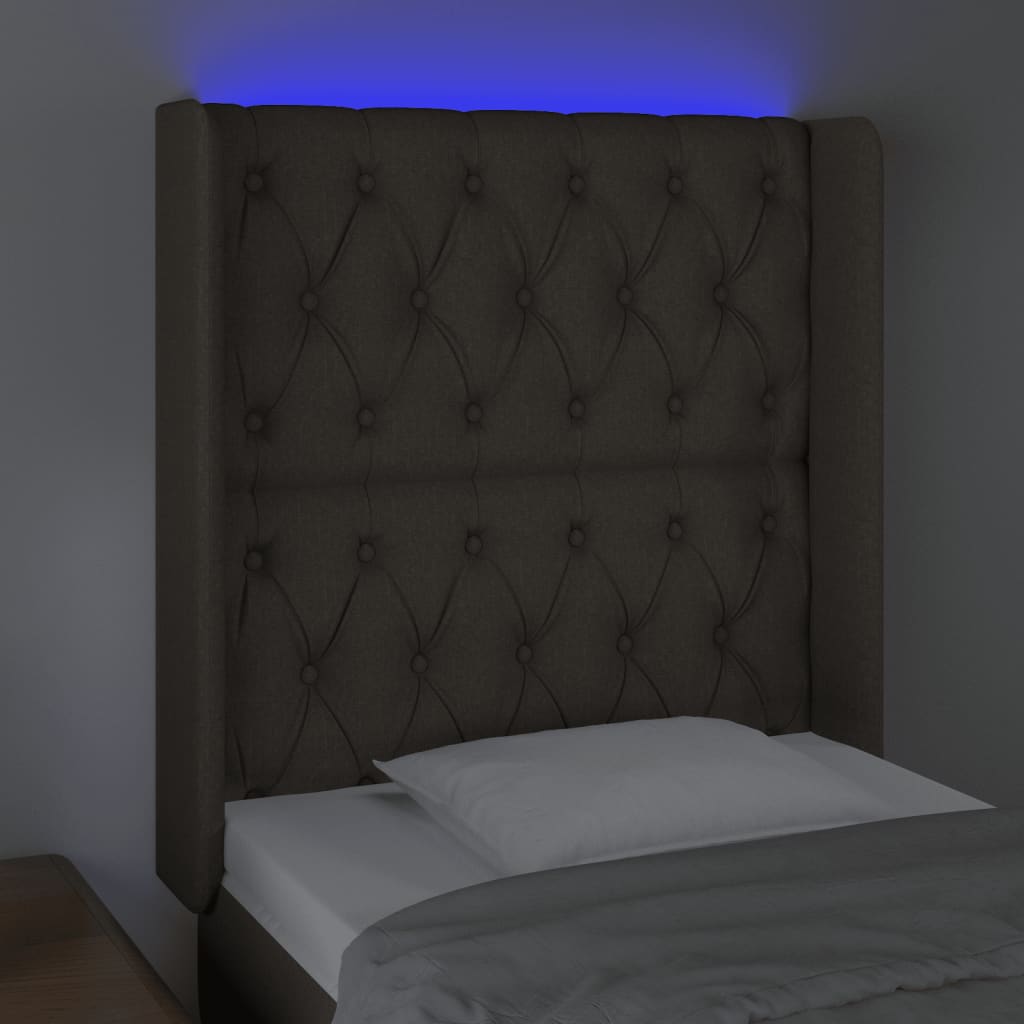 vidaXL Galvūgalis su LED, taupe spalvos, 83x16x118/128cm, audinys