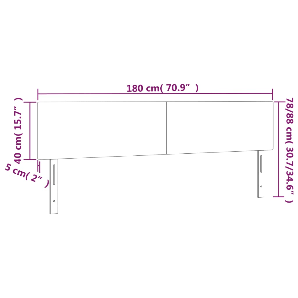 vidaXL Galvūgalis su LED, tamsiai mėlynas, 180x5x78/88cm, aksomas