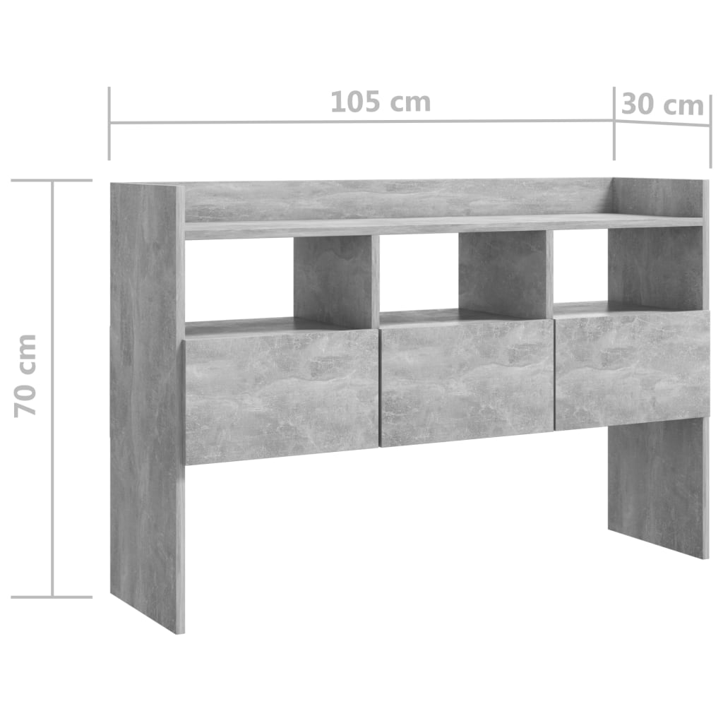 vidaXL Šoninė spintelė, betono pilka, 105x30x70cm, apdirbta mediena