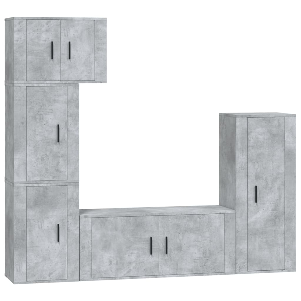 vidaXL TV spintelių komplektas, 5 dalių, betono pilkas, mediena