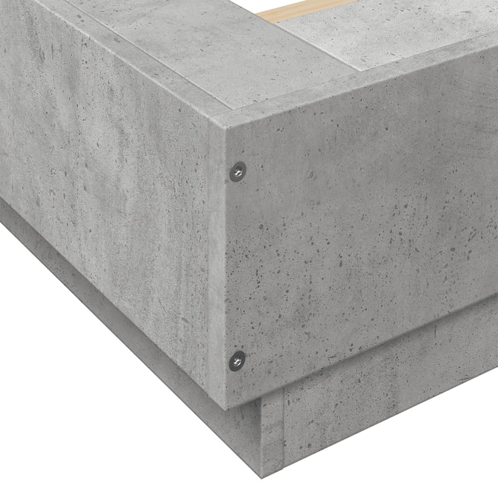 vidaXL Lovos rėmas su LED, betono pilkas, 160x200cm, apdirbta mediena