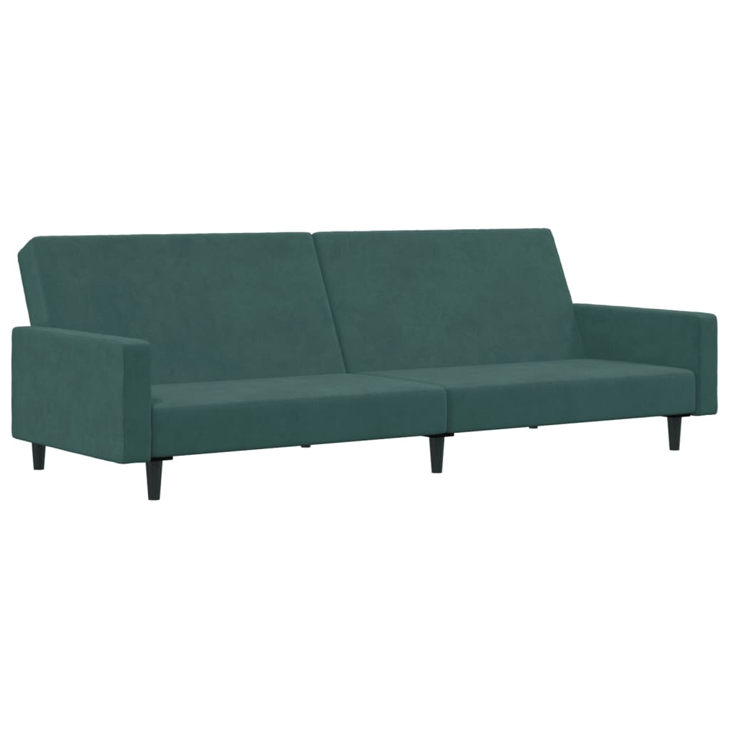 vidaXL Dvivietė sofa-lova su pakoja, tamsiai žalios spalvos, aksomas