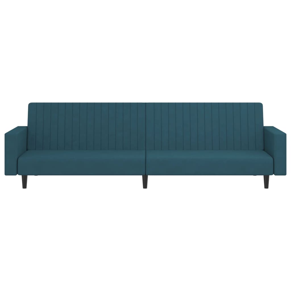 vidaXL Dvivietė sofa-lova, mėlynos spalvos, aksomas