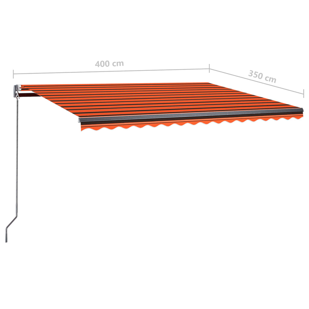 vidaXL Markizė su LED/vėjo jutikliu, oranžinė/ruda, 400x350cm