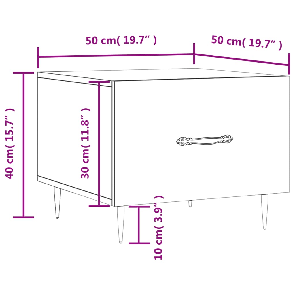 vidaXL Kavos staliukai, 2vnt., balti, 50x50x40cm, apdirbta mediena