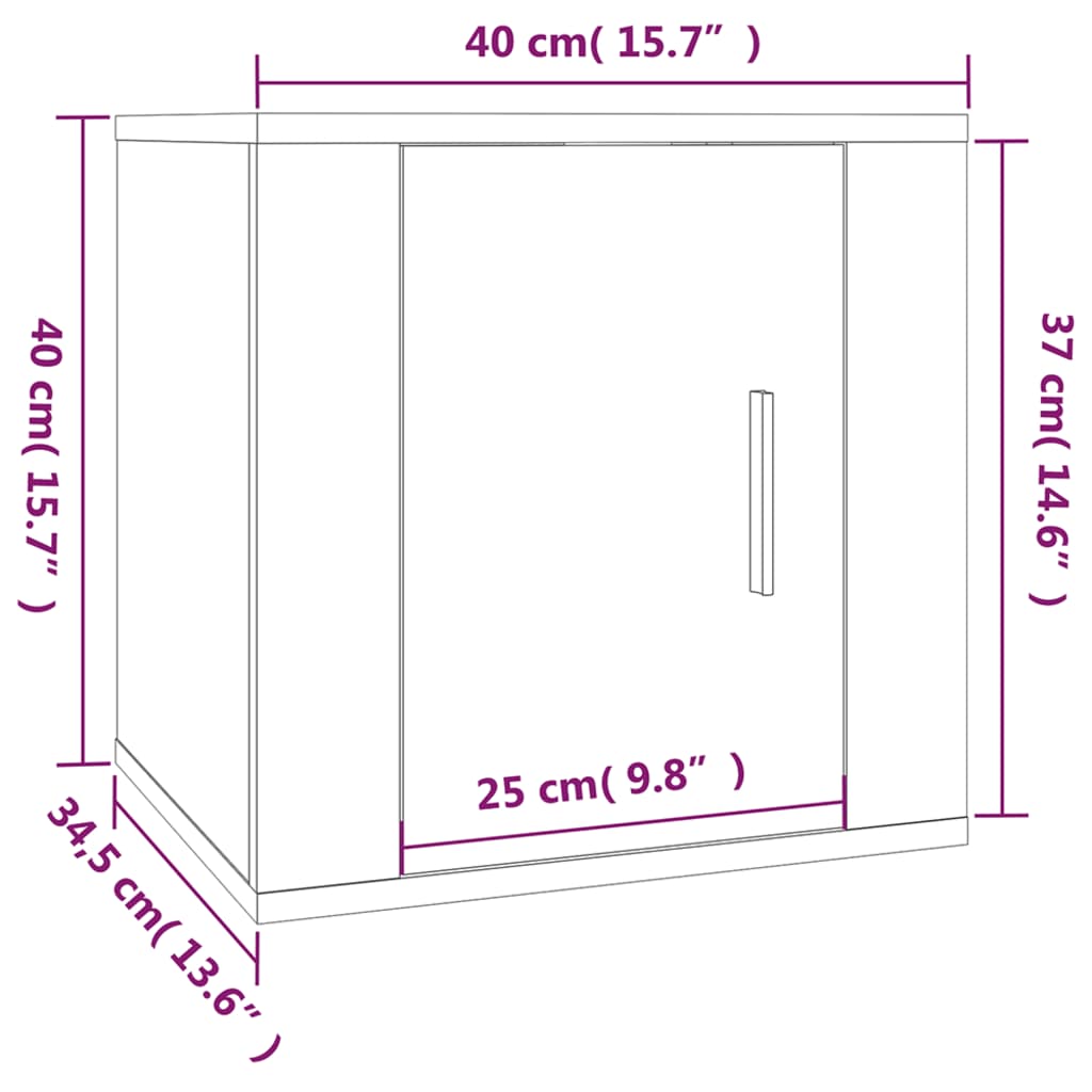 vidaXL Sieninės TV spintelės, 2vnt., betono pilkos, 40x34,5x40cm